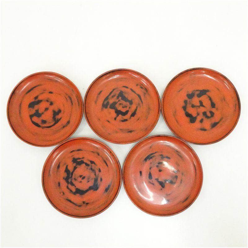 根来塗 青紫園造 漆塗銘々皿5客 共箱 茶器 菓子器 おしゃれ 和菓子 干菓子 主菓子 茶道 茶道具 お茶 小皿 骨董 茶会 抹茶 プレート