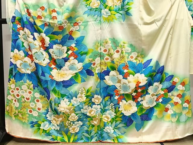 平和屋着物●豪華振袖　刺繍　鴛鴦舞花文　金彩　正絹　逸品　CAAW7839yc 平和屋着物○豪華振袖 刺繍 鴛鴦舞花文 金彩 正絹 逸品 CAAW7839yc 平和屋