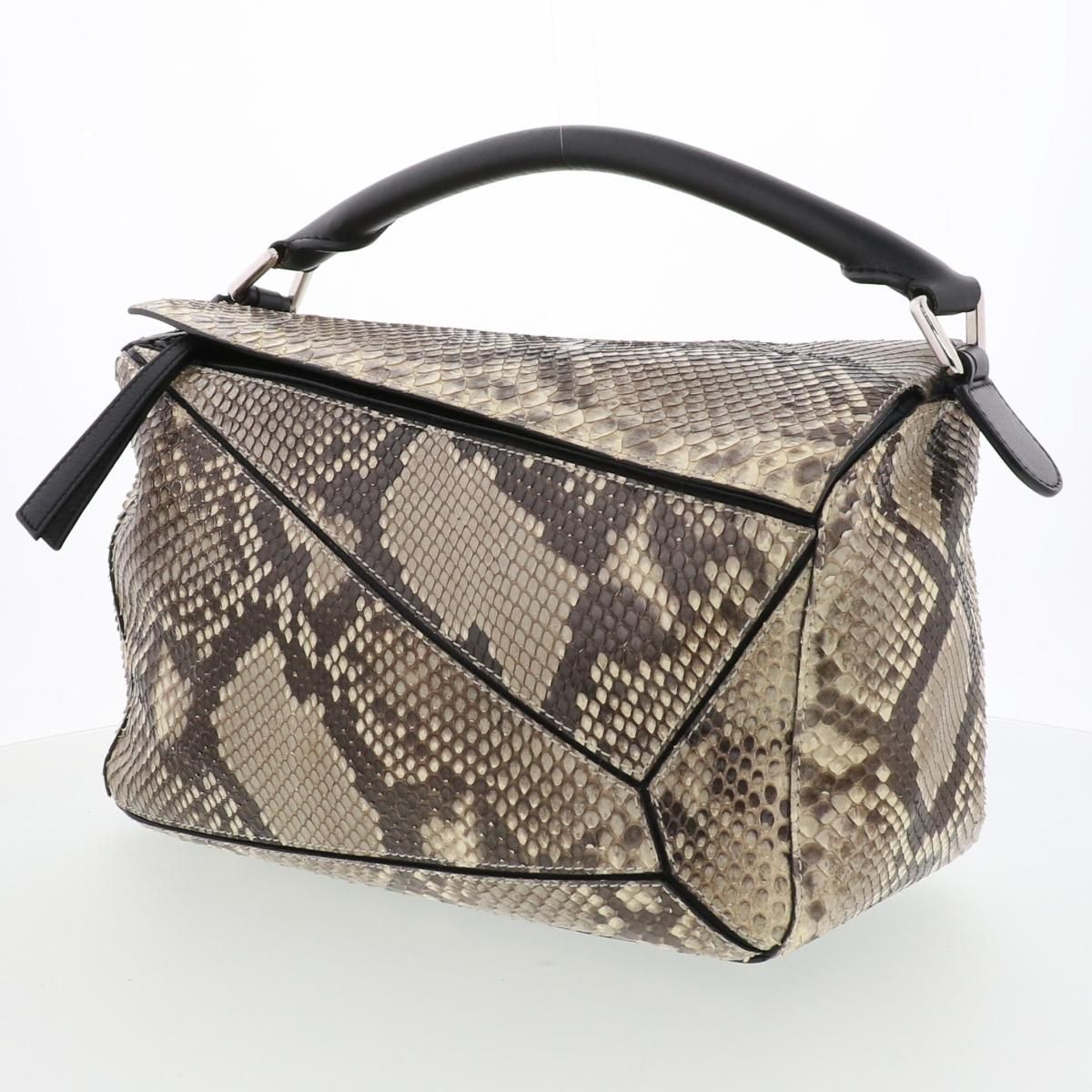 LOEWE ロエベ パズルバッグ ミディアム パイソン バッグ ハンドバッグ Beige used B WWW_OLIVIERBERNSTEIN_COM