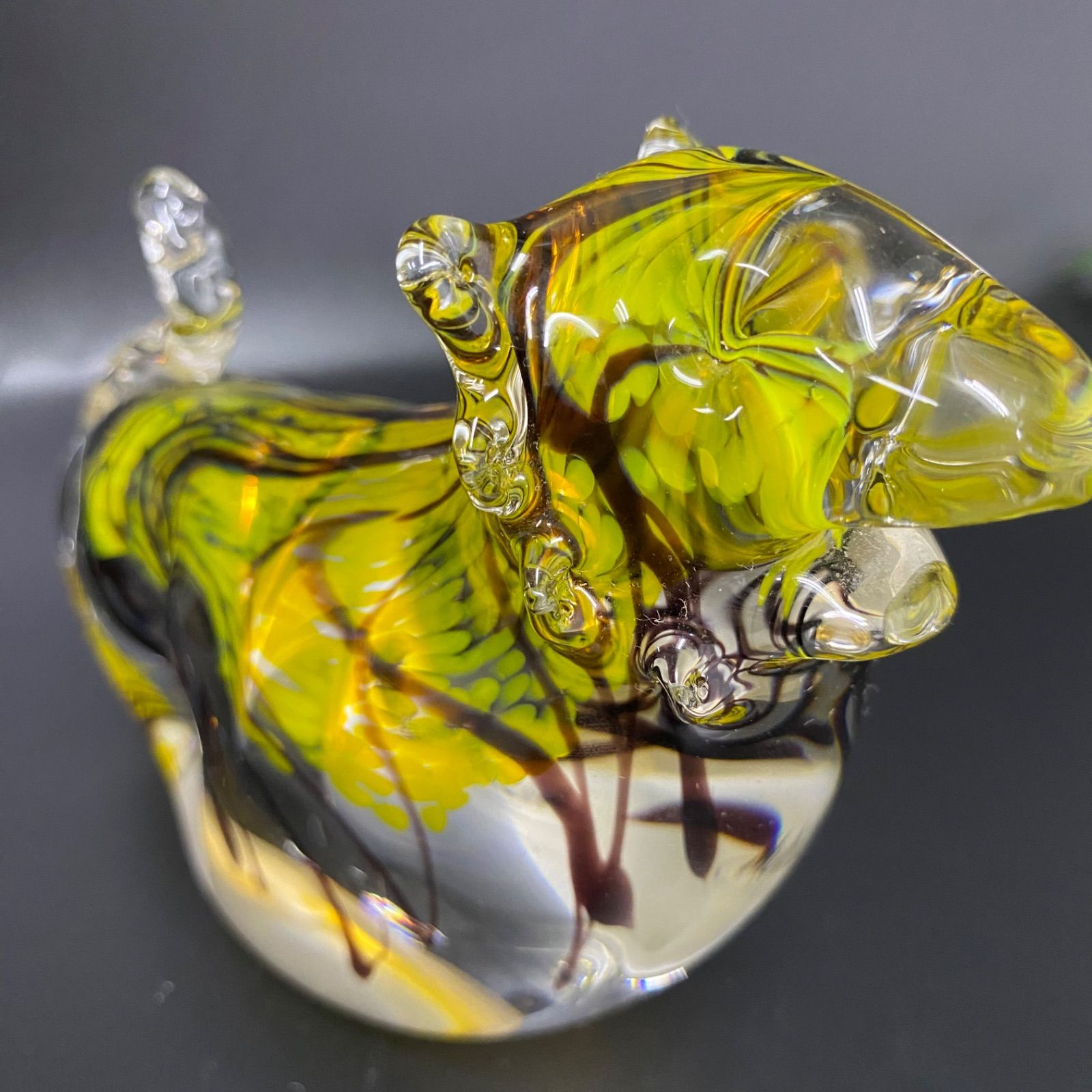 マルティグラス 虎？ 希少・美品】Multi Glass マルティグラス 虎 トラ ガラス工芸品