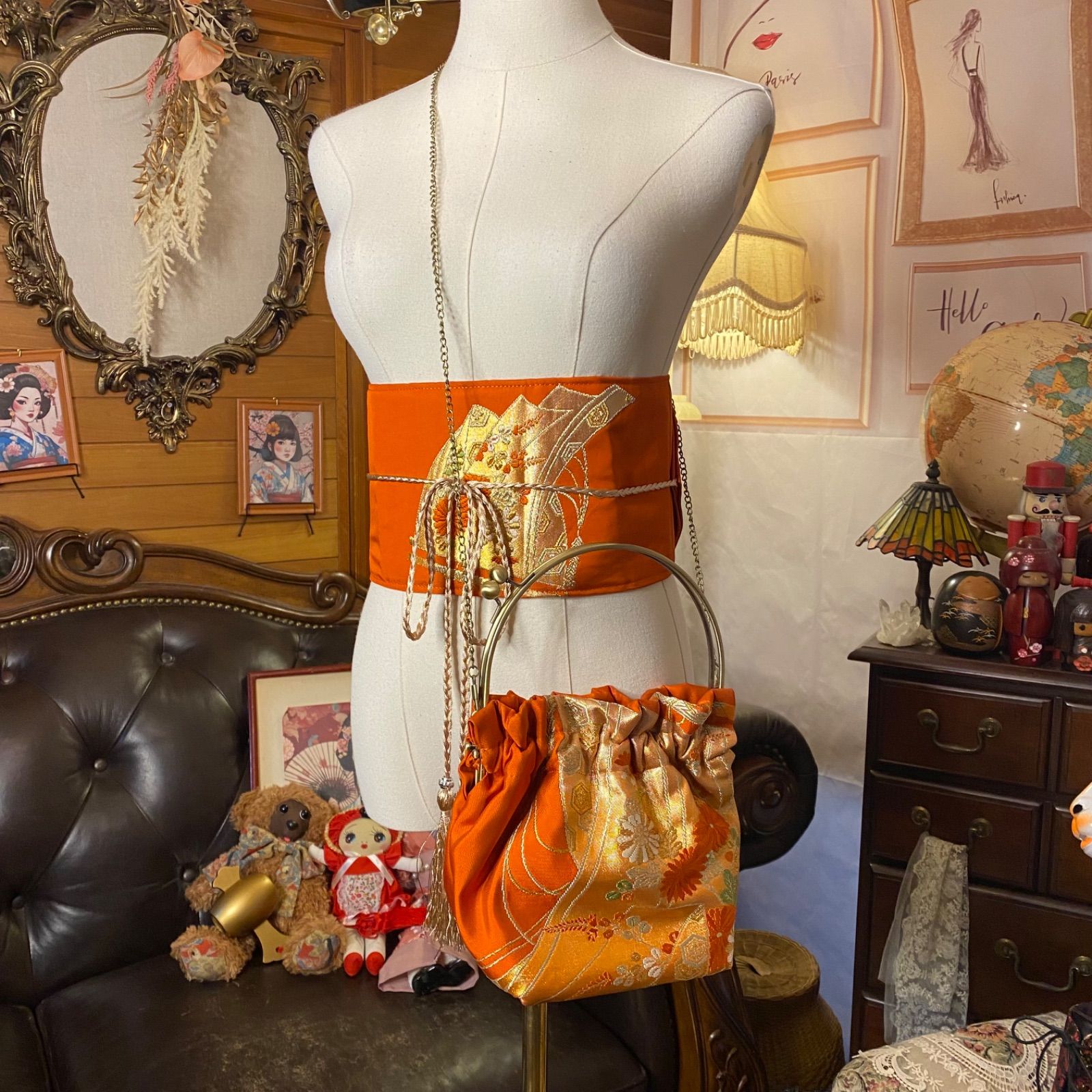 ❤NY❤ ハンドバッグ 帯 和洋折衷 名古屋帯リメイク ハンドバッグ バック ショルダー