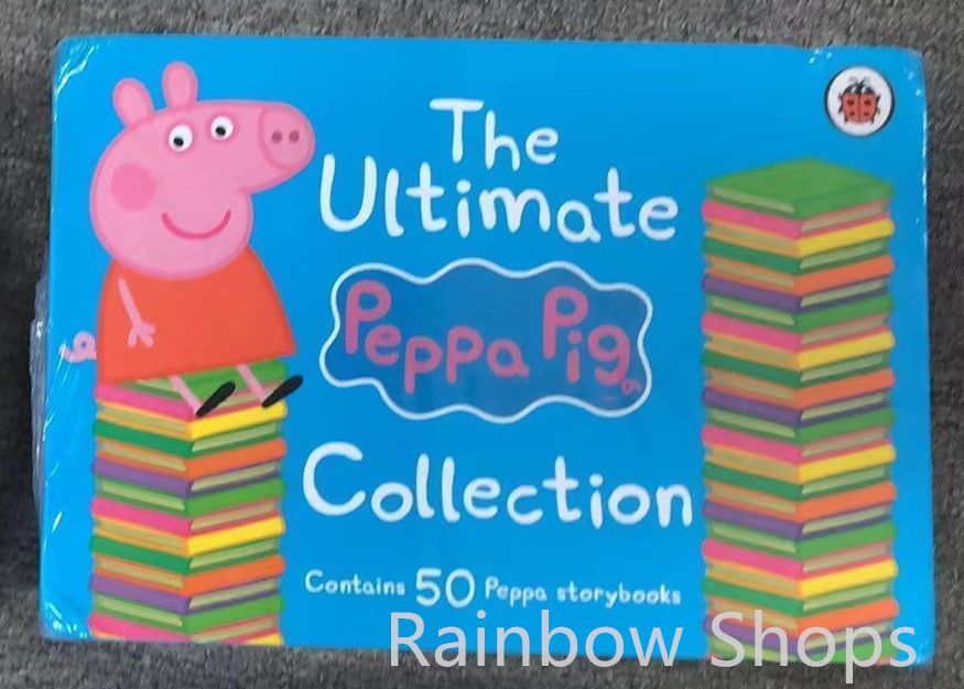 【新品未使用】PeppaPig ボックス ペッパピッグ 英語絵本 50冊 青 ブルー 黄色 マイヤペン対応　MaiyaPen  zxc cp163
