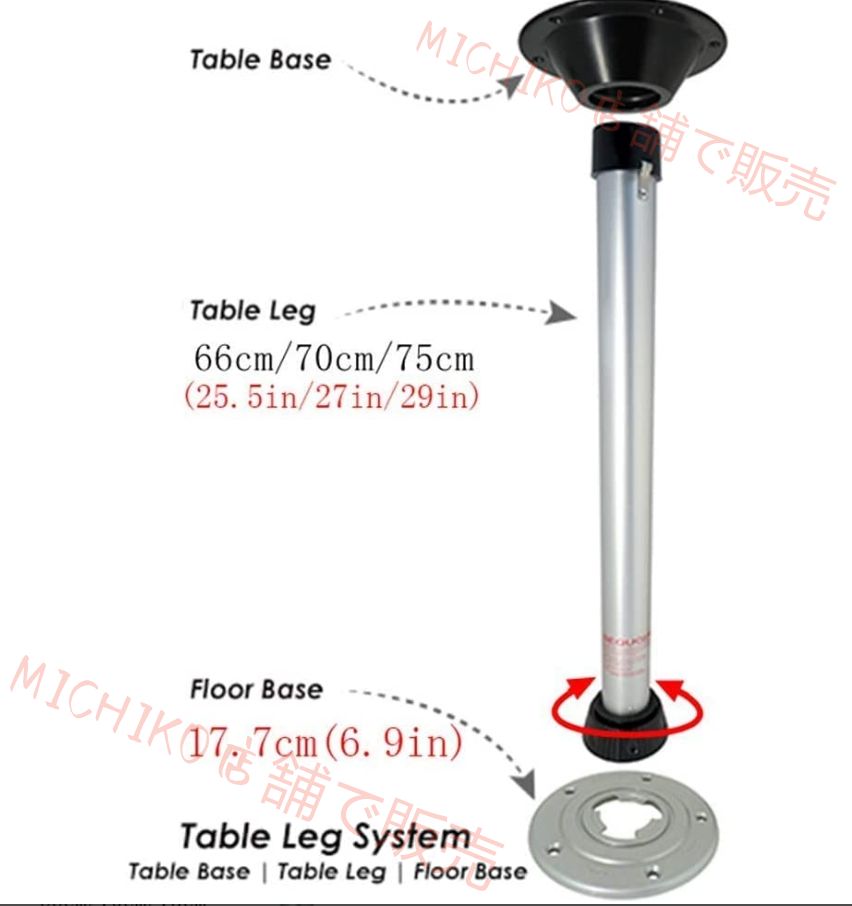 テーブル脚アルミ合金取り外し 家具脚可動 1ピース キャンピングカー ヨット バステーブルサポート カウンターサポート脚 65cm
