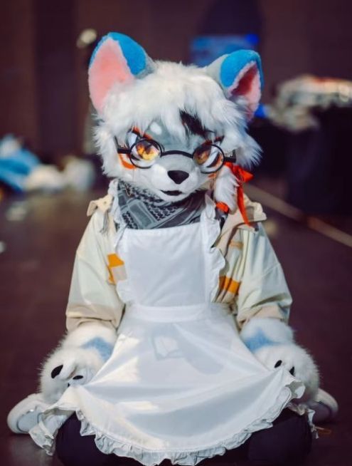 ファースーツ 着ぐるみセット NO.184 青 ブルー 犬 ケモノ ファースーツ 全頭ヘッド ぬいぐるみ コスプレ コスチューム
