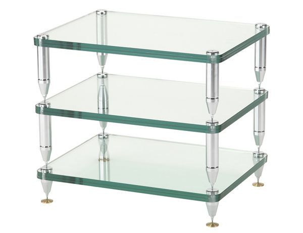 XU03FSS 幅605mm高さ528mm 8mm 6mm 8mmの合わせ防弾ガラスのオーディオラック 支柱シルバー Sound Magic サウンドマジック