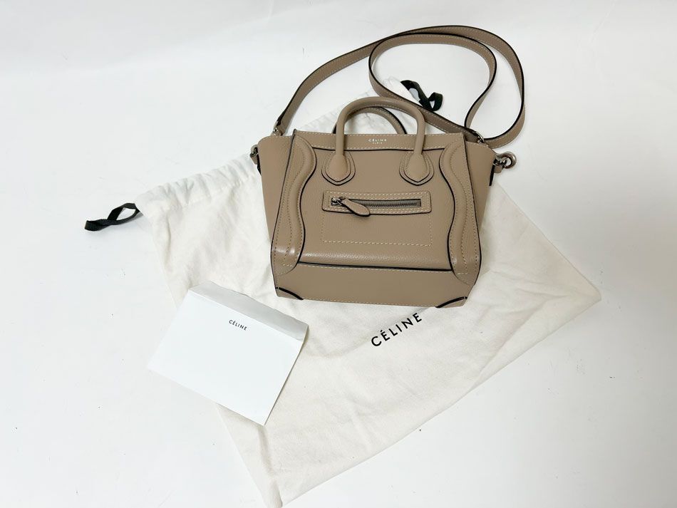 CELINE セリーヌ ラゲージ ナノ ショッパー ハンドバッグ ショルダーバッグ 2WAY レザー ベージュ DUNE 168243 LUG 03UN CELINE（セリーヌ） ラゲージ ナノ ショッパー ハンドバッグ