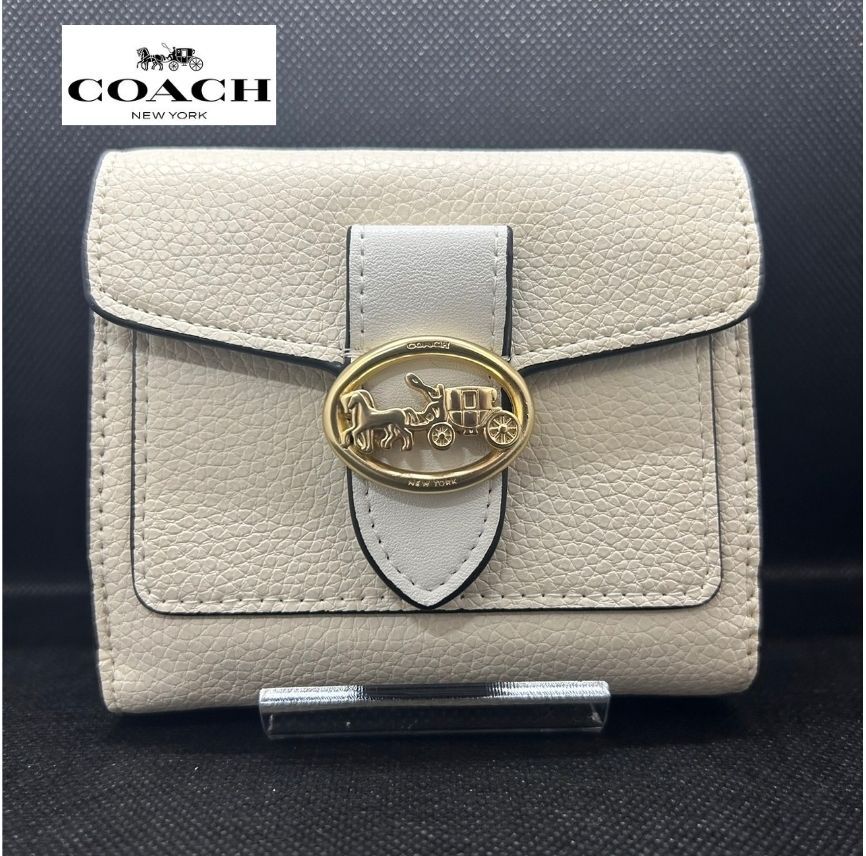 残り1点】【大人気商品】COACHのジョージー スモールウォレット 白 二