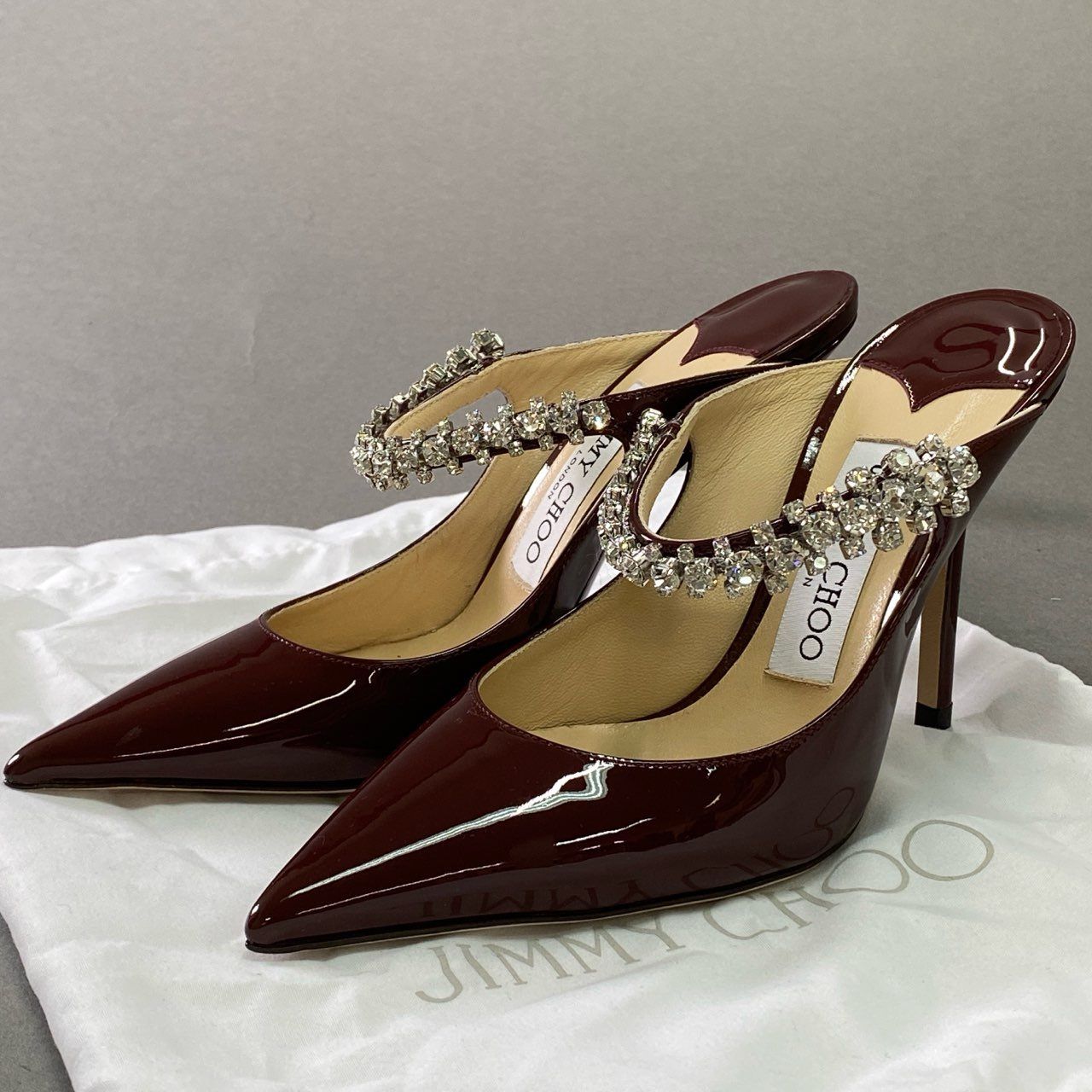 35.5 ジミーチュウ Baily パールストラップ フラットシューズ ゴールド