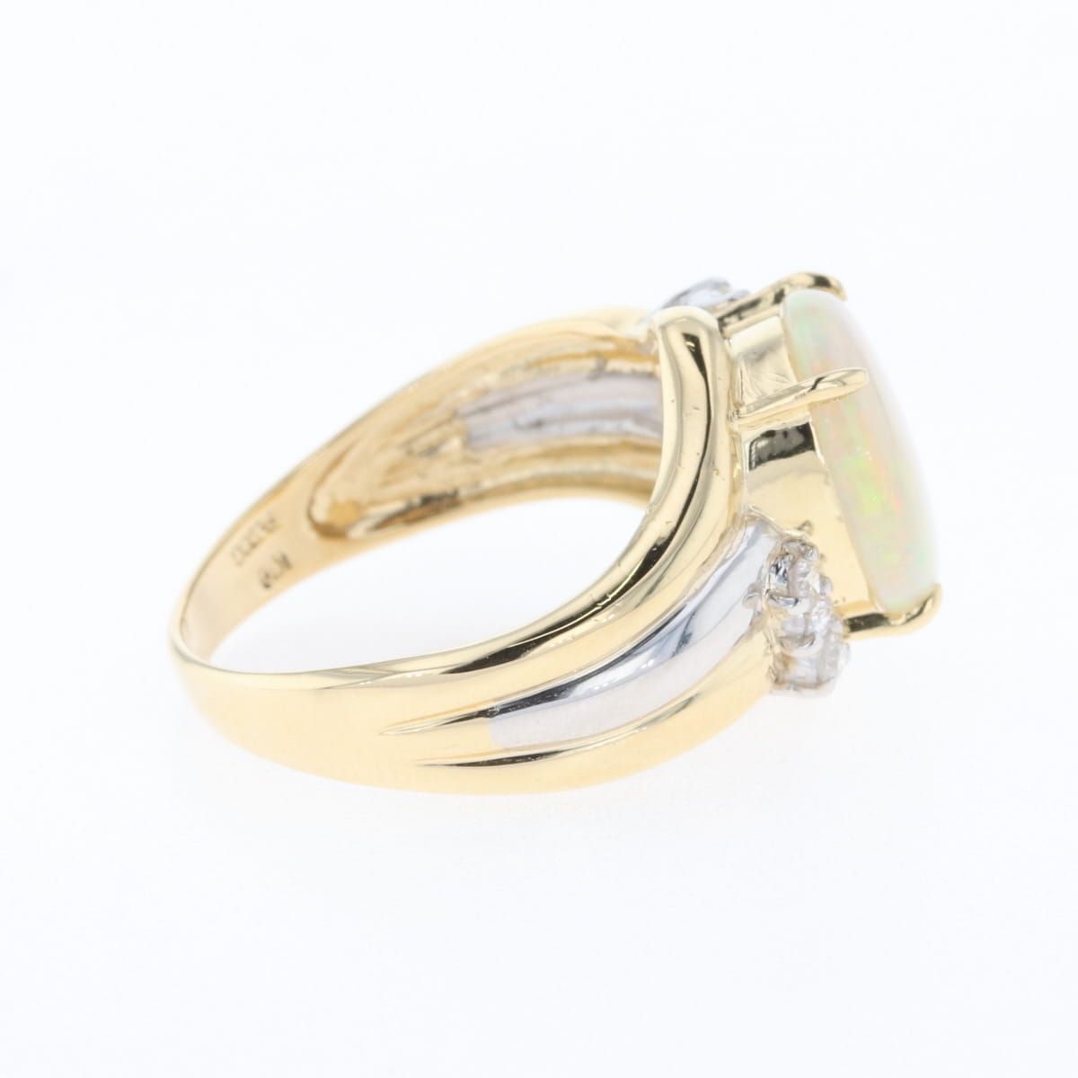 ブラックオパール デザインリング プラチナ 指輪 メレダイヤ リング  