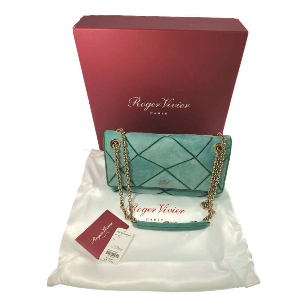 美品■ロジェヴィヴィエ　2wayバッグ　バックル　グリーン　ショルダーバッグ Roger Vivier ロジェヴィヴィエ プリズミック・カーフレザー