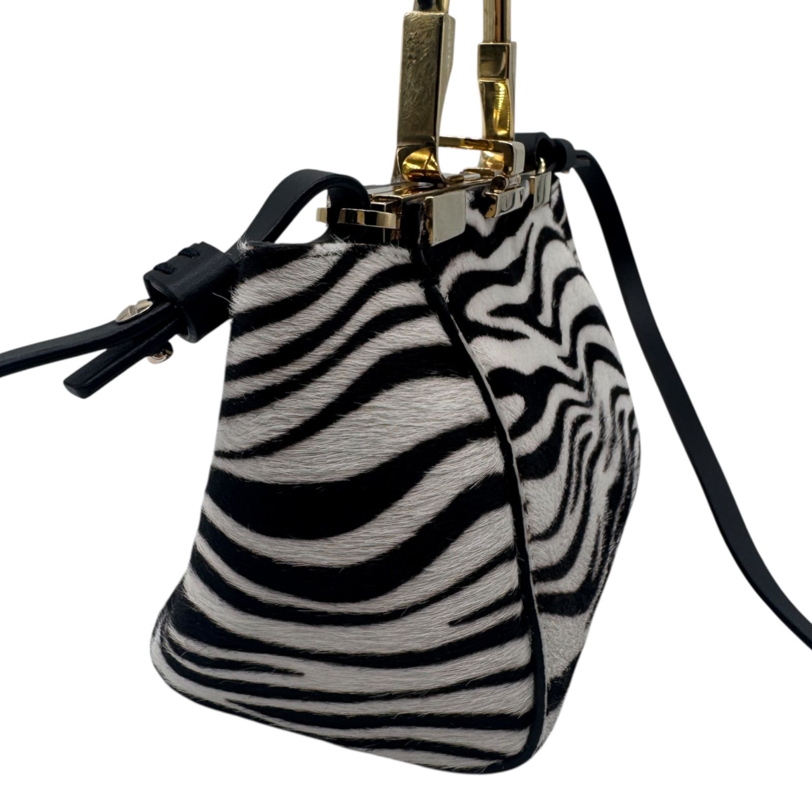 美品 ZANCHETTI ザンケッティ アムレット ハラコ ゼブラ柄 レザー 2way