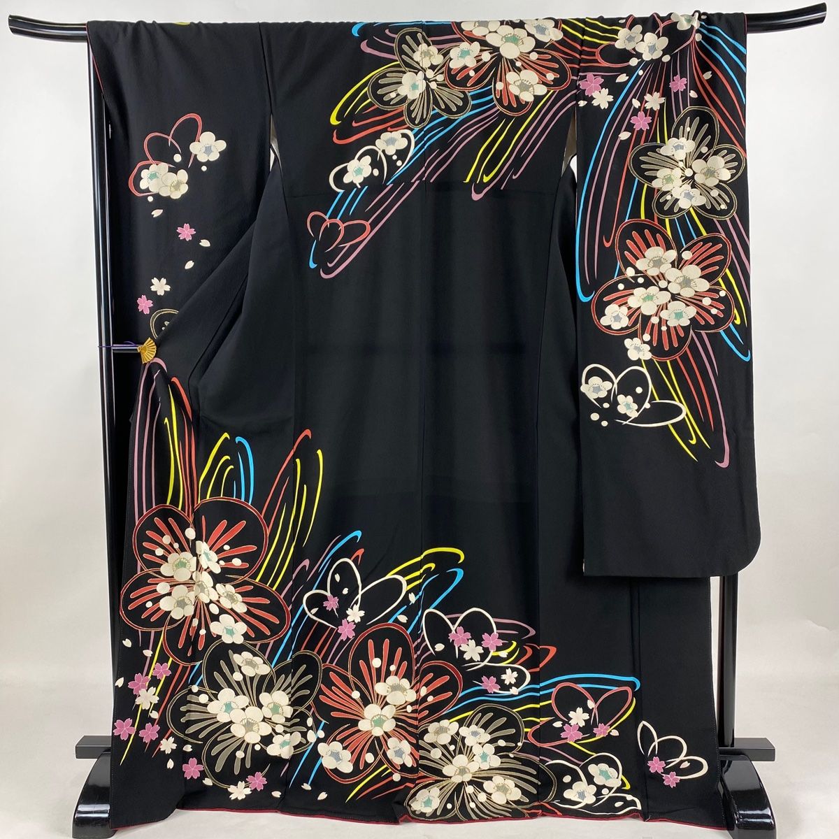 振袖 身丈168cm 裄丈64.5cm M 袷 袋帯フルセット 御所車 桜 金彩  