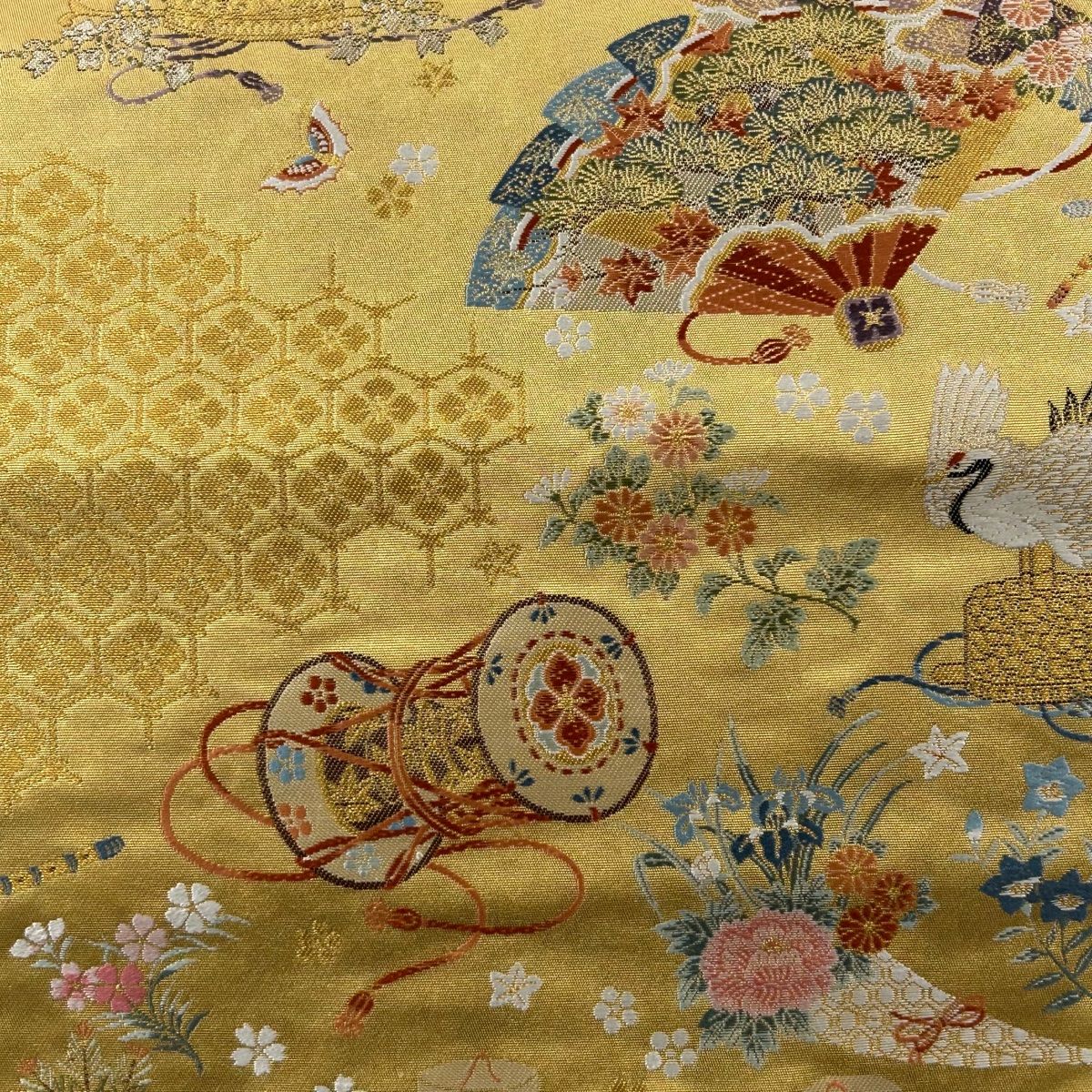 なんでも鑑定団よりも驚き！ 長嶋成織物 名品 美品 袋帯 落款 鼓 檜扇 関西仕立て 瀞金錦 着物・浴衣