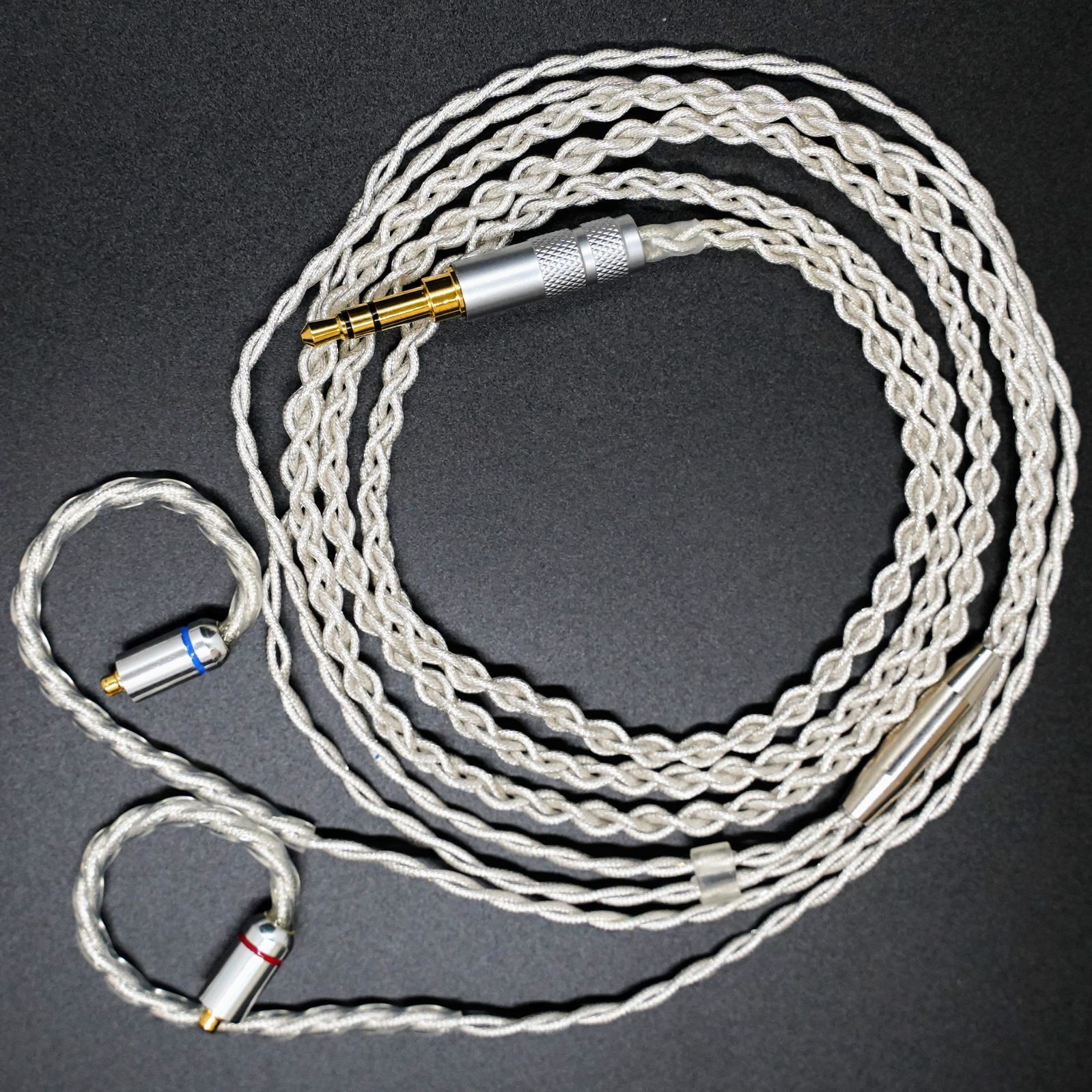 1点のみ】7N粒子単結晶銅銀メッキ リッツ構造ケーブルMMCX3.5mm L字