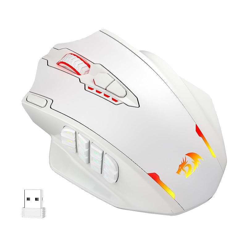 Redragon レッドラゴン M913 Impact Elite ワイヤレスゲーミングマウス 16000DPI 有線|ワイヤレスRGBマウス 16個のプログラム なボタン 45時間バッテリーとプロ光学センサー付き サイドボタン12個 MMOマウス