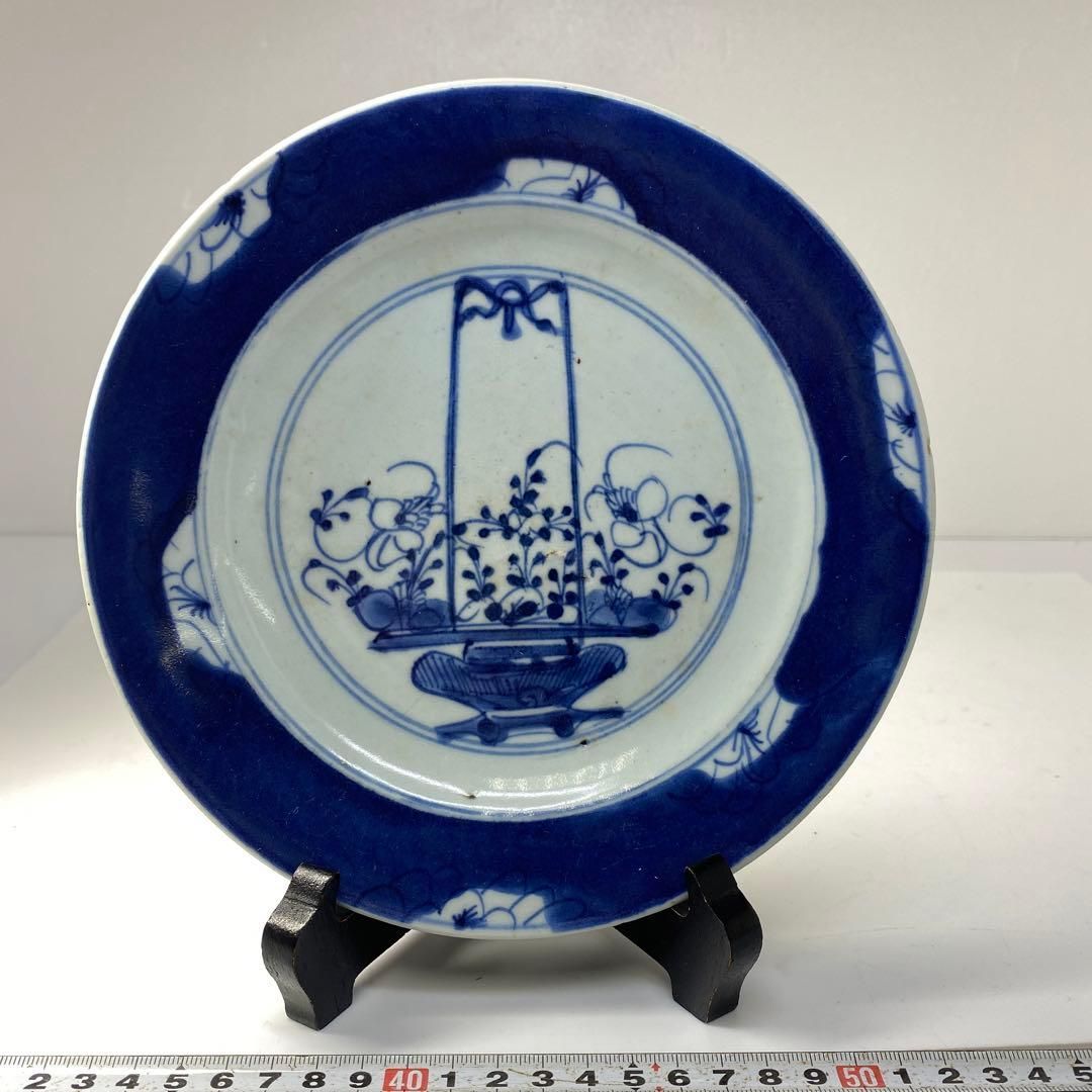 中国清時代 青花華図 中皿 直径20.1㎝ 東な6-0814