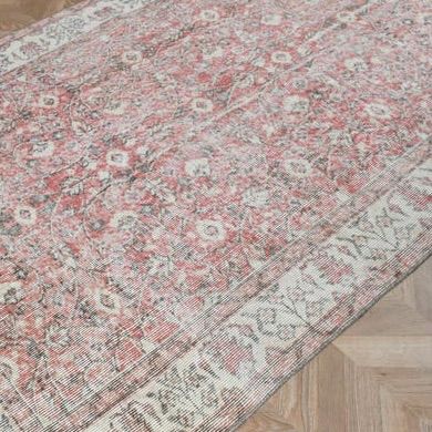 トルコヴィンテージラグ くすみレッド 赤色 草木柄 147×244cm