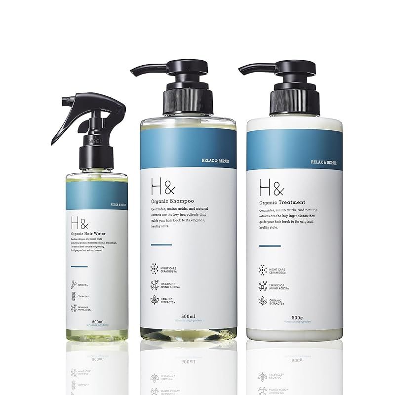 H& オーガニック ヘアウォーター Hand ACヘアシャンプー 500mL、Hand ACヘアトリートメント 500g セット 1 楽天市場】【実績確保用】H&［アッシュアンド〕シャンプー トリートメント オーガニック モイスト 詰め替え セット ボトル2本(500ml/480g)  + 詰め替え2個(各400ml) 4点セット ノンシリコン アップルペアー アミノ酸 : SUISOSUM公式 楽天市場店