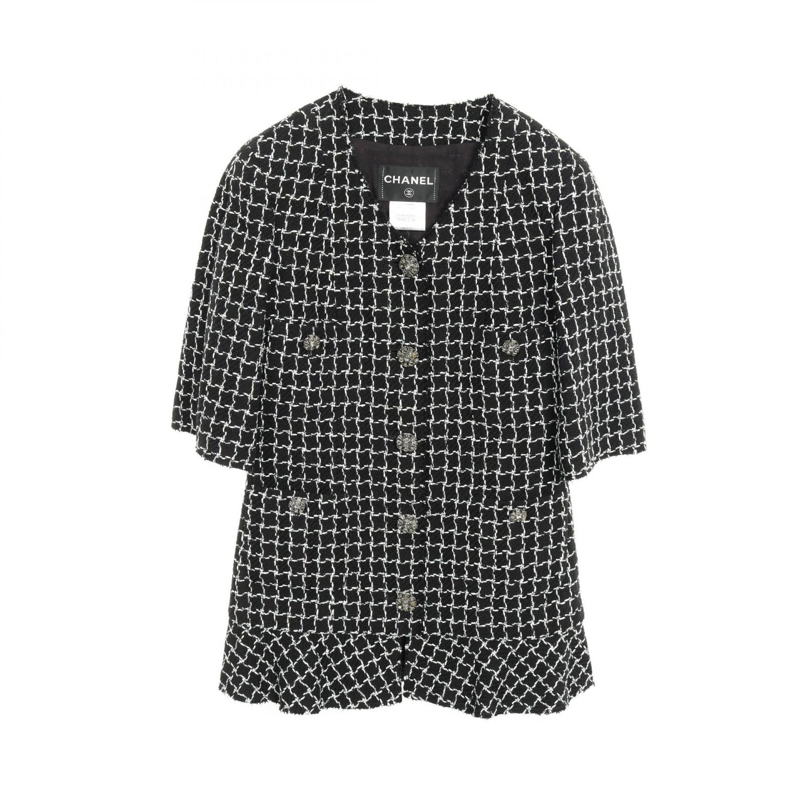 CHANEL シャネル グリポア ボタン ツイード ノーカラー ジャケット CHANEL シャネル グリポアボタン ツイード ノーカラージャケット