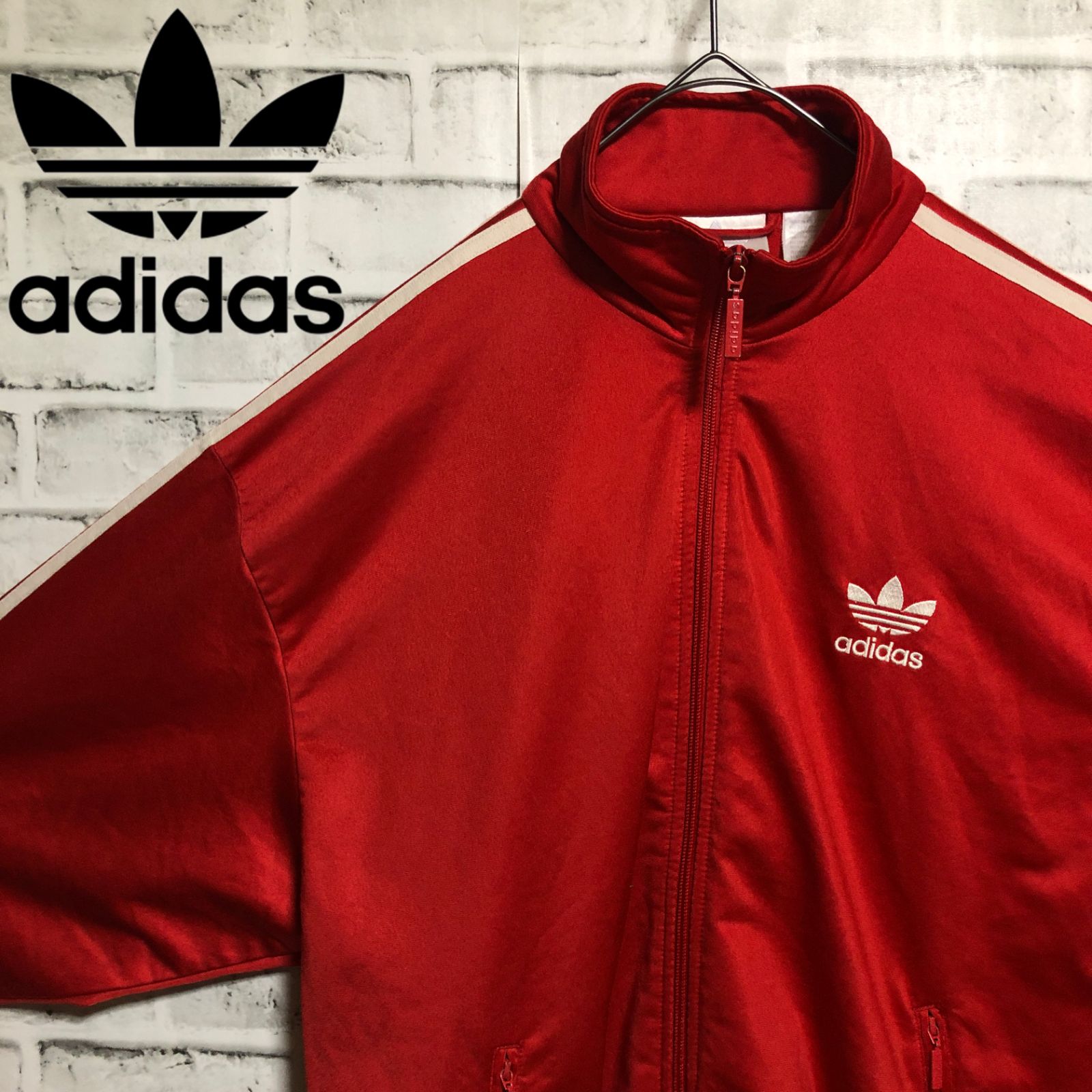80s⭐️adidas トラックジャケット/ジャージ L 刺繍トレファイル 