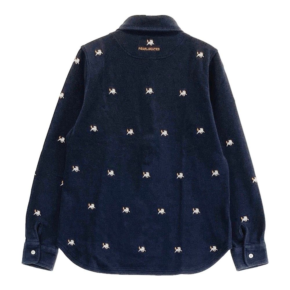 サイズ：0 PEARLY GATES パーリーゲイツ 長袖ポロシャツ 総柄 ネイビー