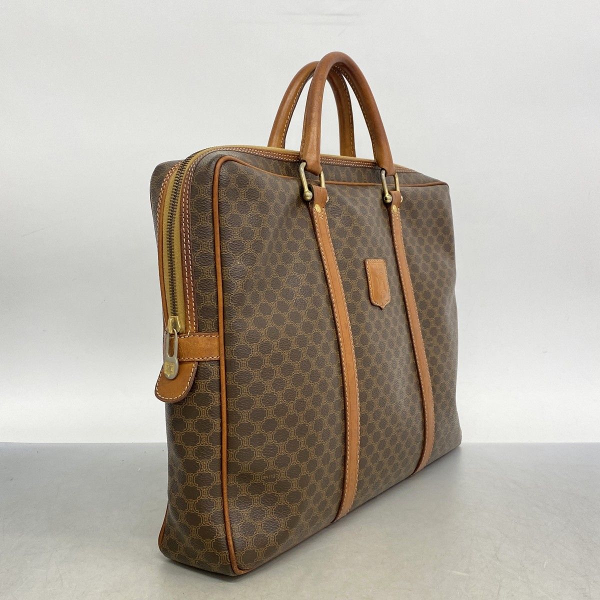 5mc3820 セリーヌ ブリーフケース マカダム PVC ブラウン ゴールド金具 メンズ