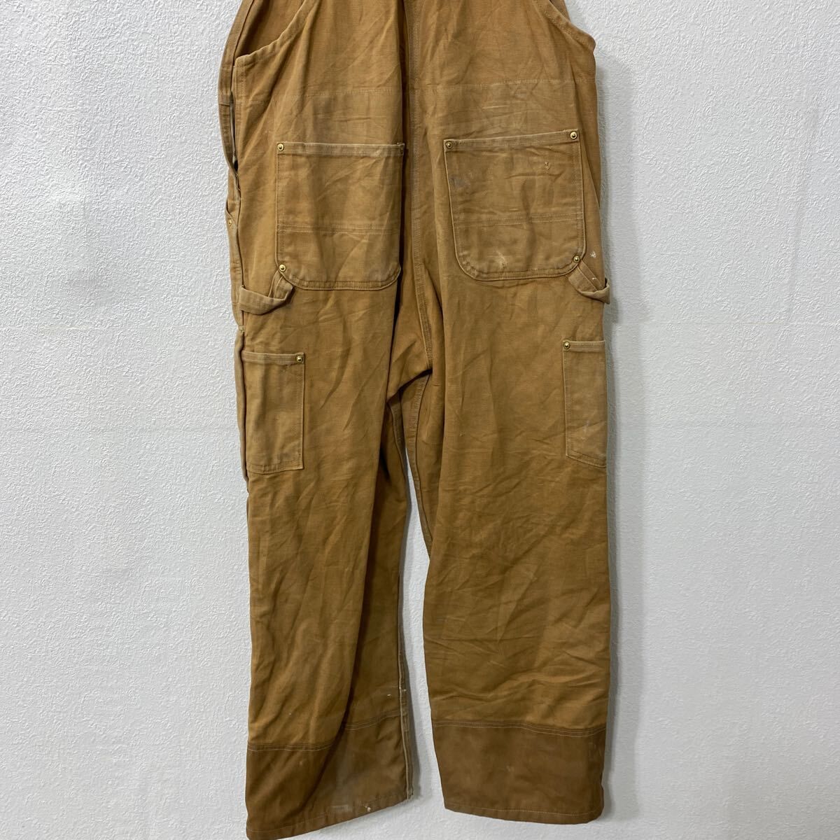 Carhartt 中綿 ダック ダブルニー オーバーオール W38 ブラウン