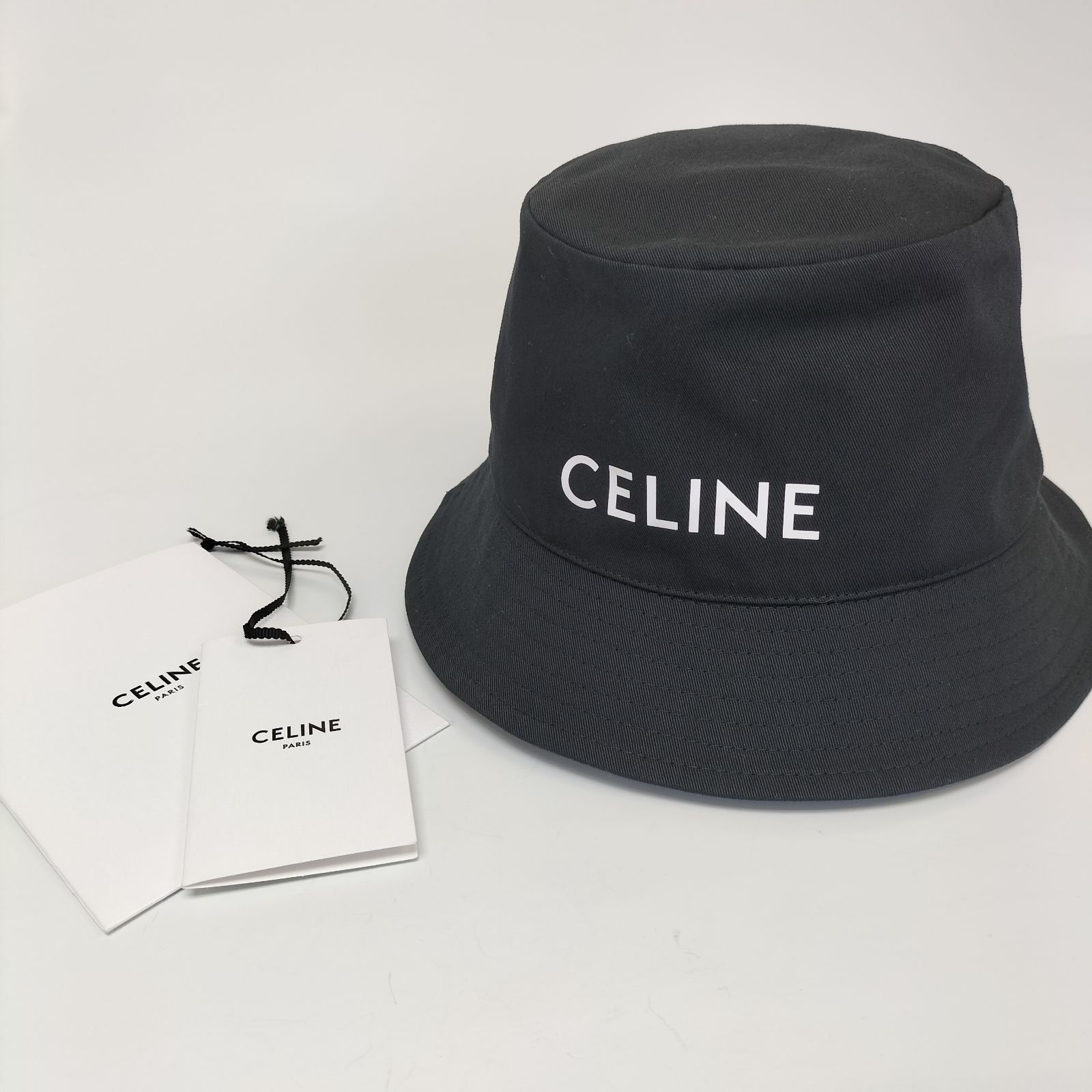 最終値下げセリーヌ CELINE ブラック ロゴ バケットハット 帽子 黑 