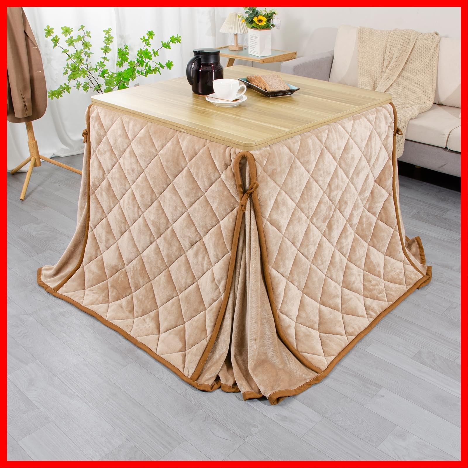 JEMAハイタイプ テーブル 省スペース こたつ布団 こたつ掛け布団 掛け布団単品 吸湿発熱 ふわふわ感触フランネル生地 約240x240cm ベージュ 正方形 洗える WWW_NOITHATQUANGTHANH_NET
