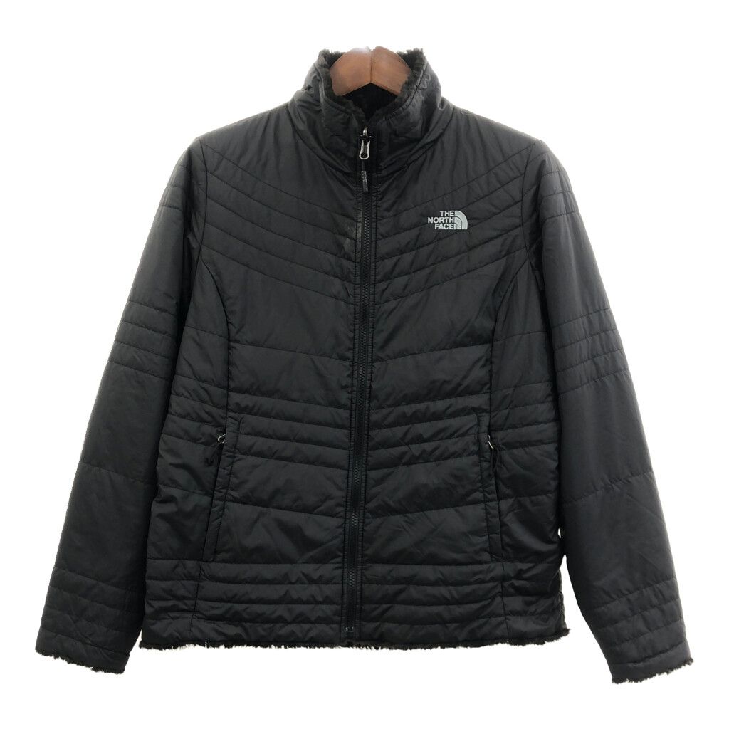 THE NORTH FACE ノースフェイス 中綿 リバーシブル フリースジャケット アウトドア ワンポイント ブラック (レディース L) 中古 古着 Q6551 THE NORTH FACE ノースフェイス 中綿 リバーシブル フリース