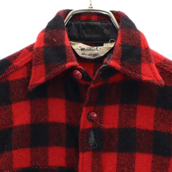 ウールリッチ ウールブレンド チェック ジップジャケット M レッド系 WOOLRICH メンズ  【231101】詳細説明文