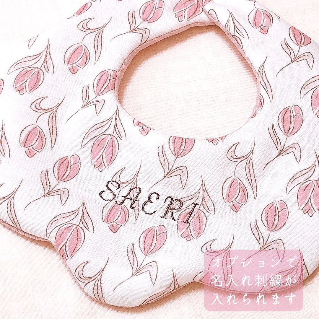 チューリップ柄のダブルリボンスタイ🎀ハンドメイド スタイ