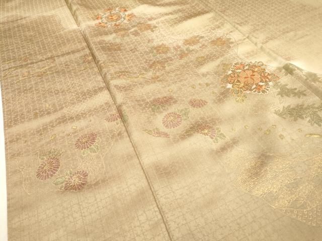 ♦︎きもの結♦︎中国三大刺繍 汕頭刺繍 訪問着 霞花文 正絹♦︎sa35