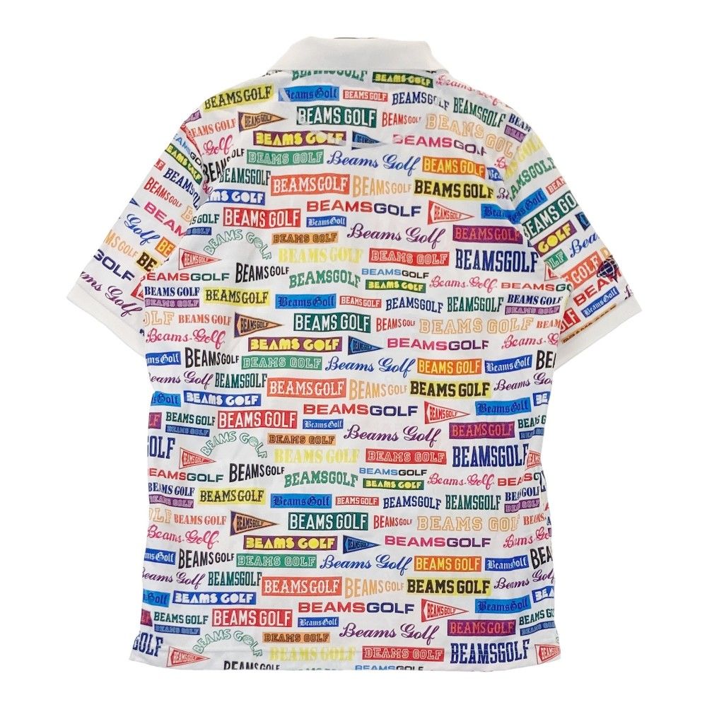 サイズ：L BEAMS GOLF ビームスゴルフ 半袖ポロシャツ ロゴ 総柄