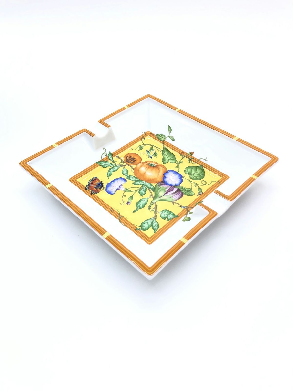 HERMÈS エルメス シガー灰皿 プレート フローラル イエロー