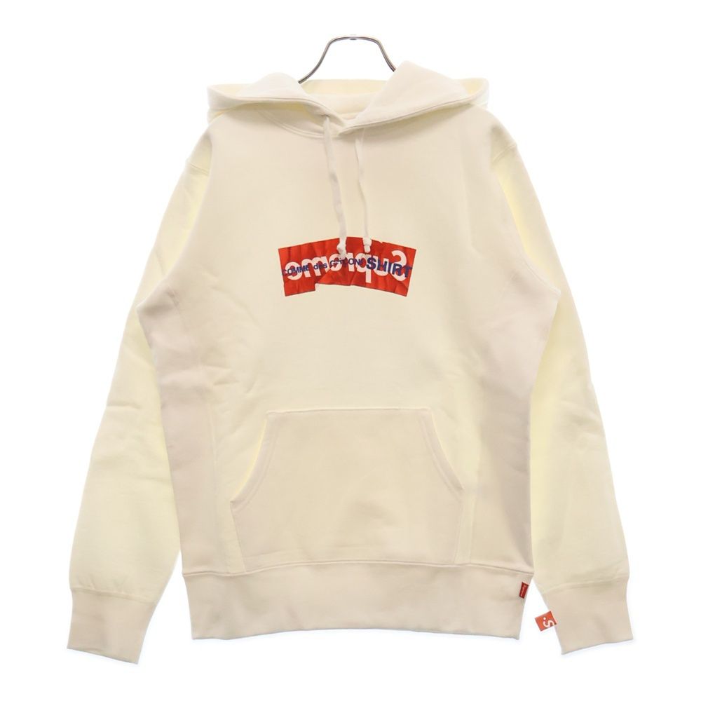 SUPREME シュプリーム 17SS×COMME des GARCONS SHIRT Box Logo Hooded Sweatshirt コムデギャルソン ペーパーアートボックスロゴスウェットプルオーバーパーカー ホワイト