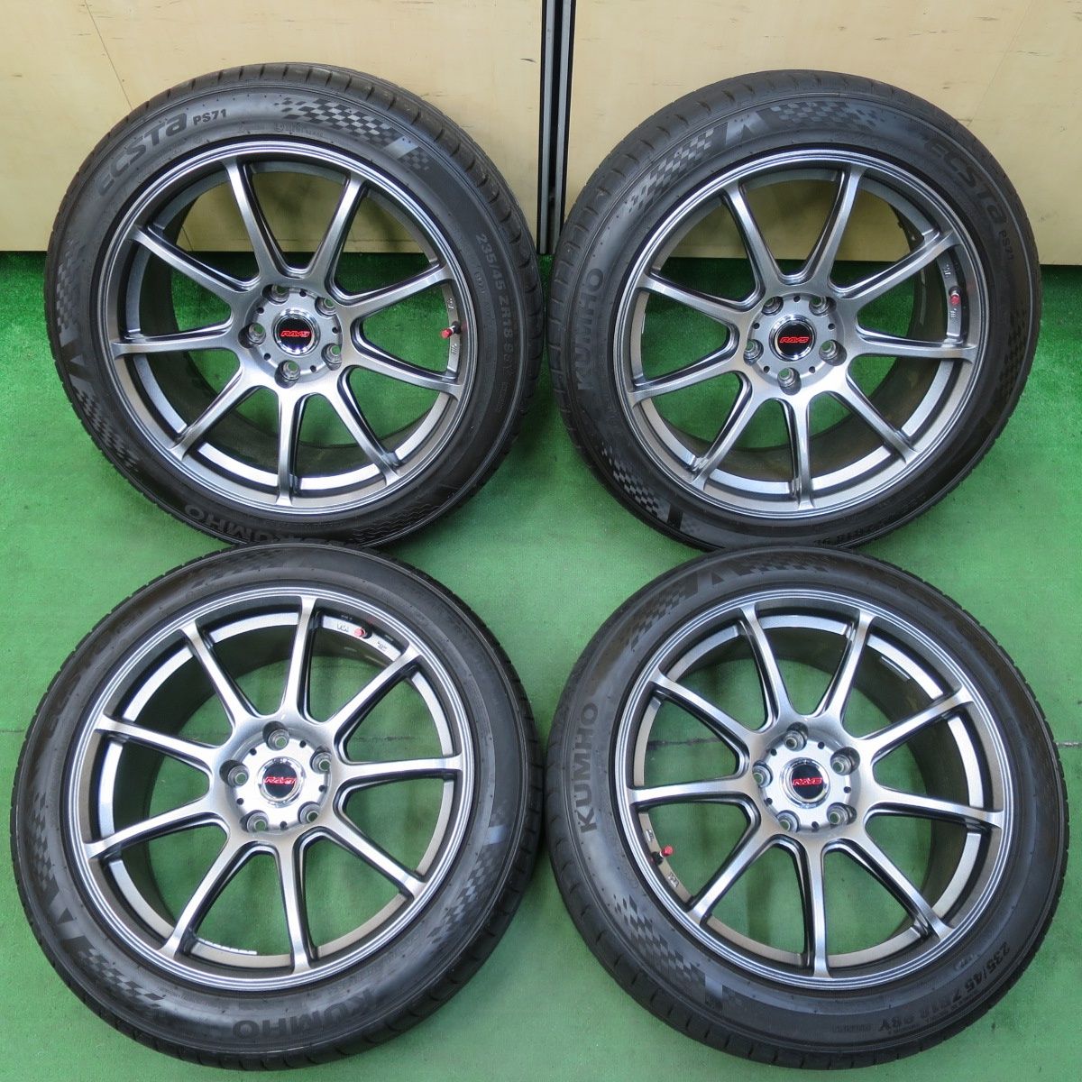 送料無料] バリ溝！21年！キレイ！9.5分☆G.Speed 235/45R18 クムホ 