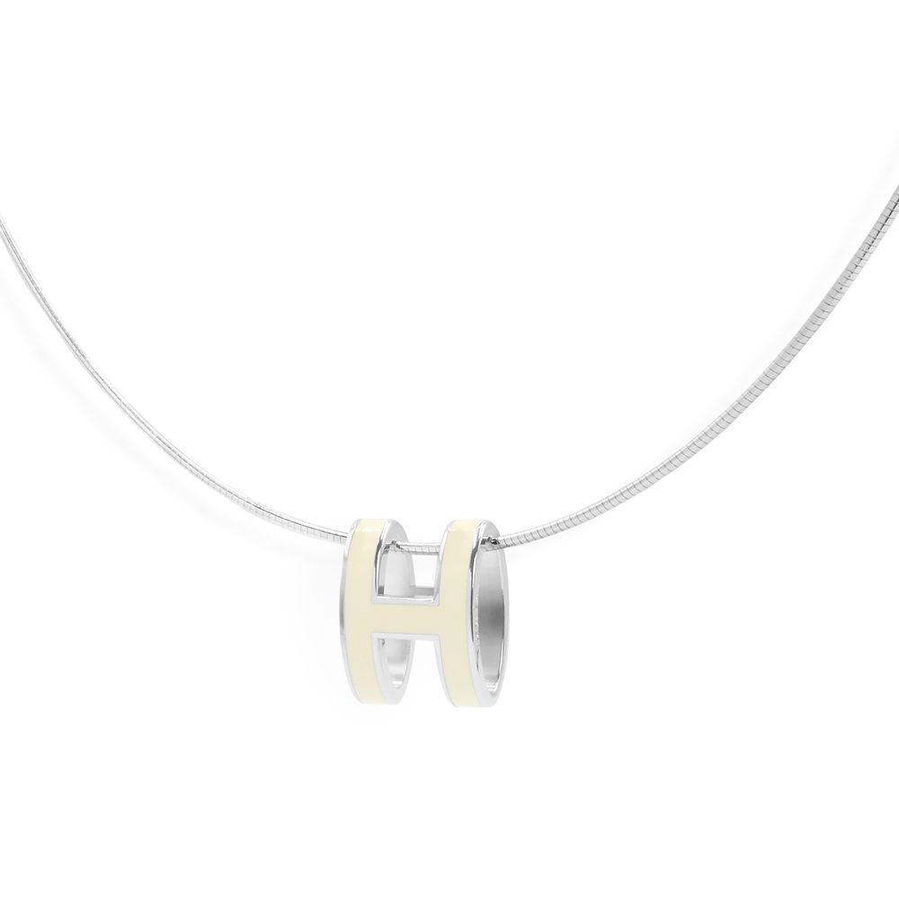 エルメス ポップアッシュ ペンダント ネックレス アイボリー 白  