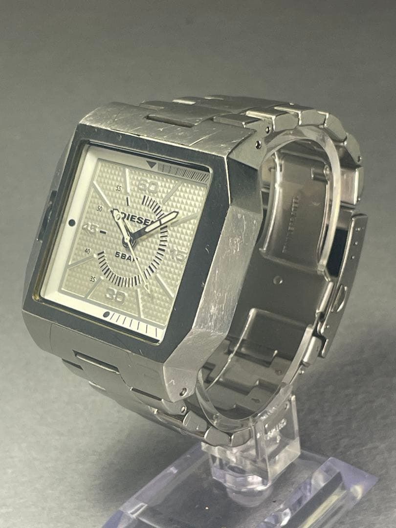 【稼働確認済】DIESEL DZ1381 ステンレススチール 時計 DIESEL ディーゼル DZ-1381 スクエア メンズ 腕時計 稼働品 電池新品