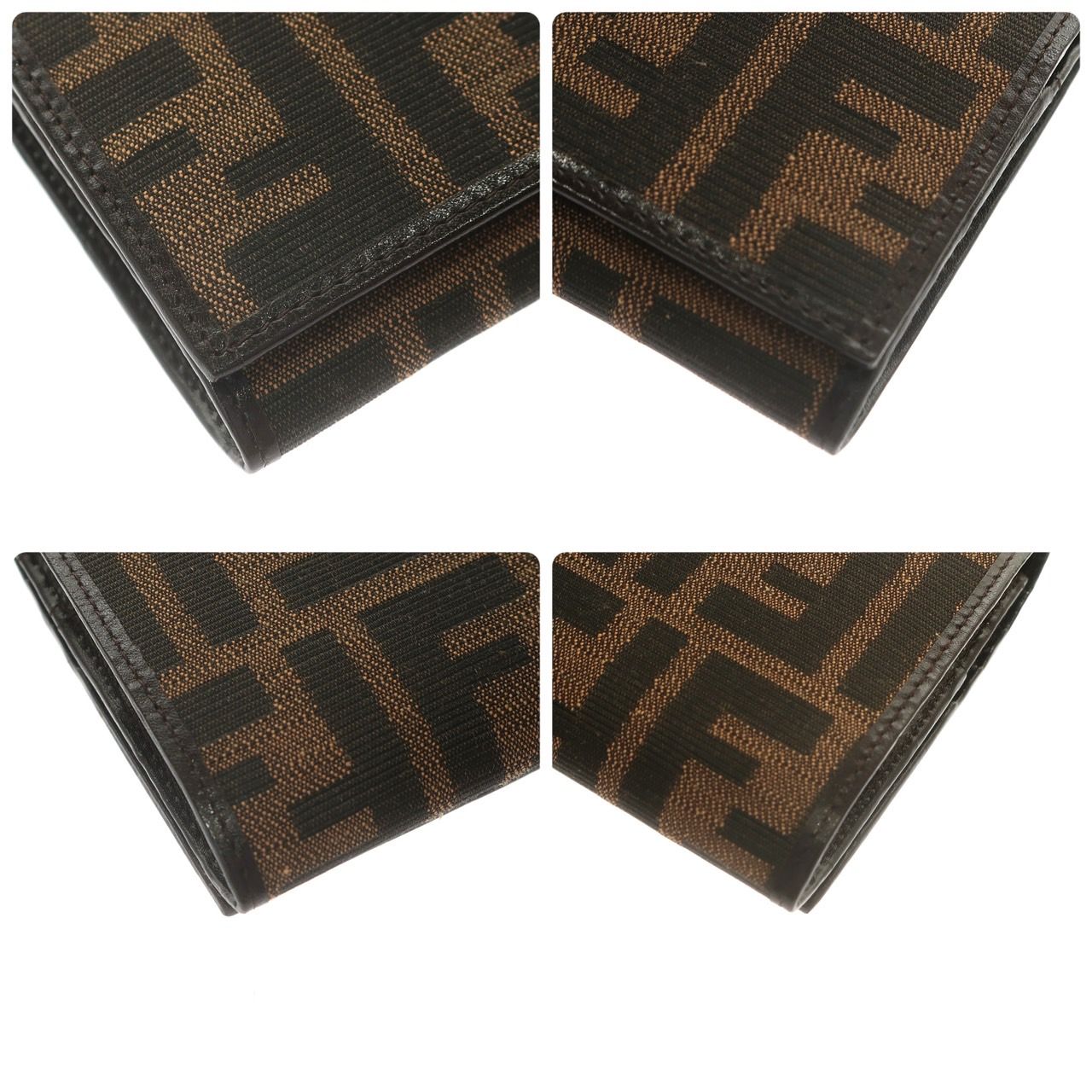 FENDI フェンディ ズッカ キャンバス レザー 長財布 二つ折り ブラウン