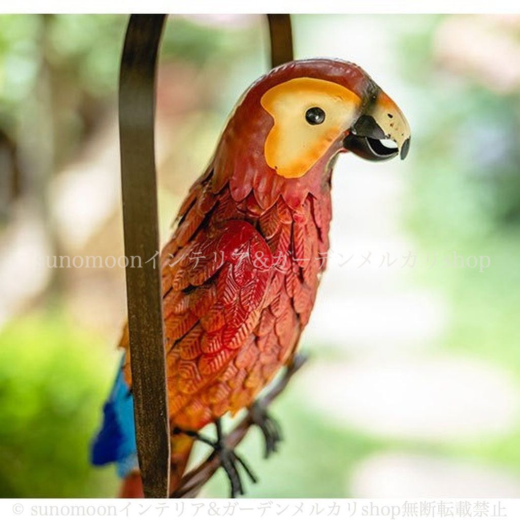 ガーデンインテリア レッド ブルー ヴィンテージ調 ガーデニング お洒落 ガーデンオブジェ ガーデン オウム 青 ガーデン雑貨 アニマル 装飾品 雑貨 インテリア おしゃれ 鉄製 8-14 庭の装飾 赤 STEELWINDOWSANDDOORS_COM