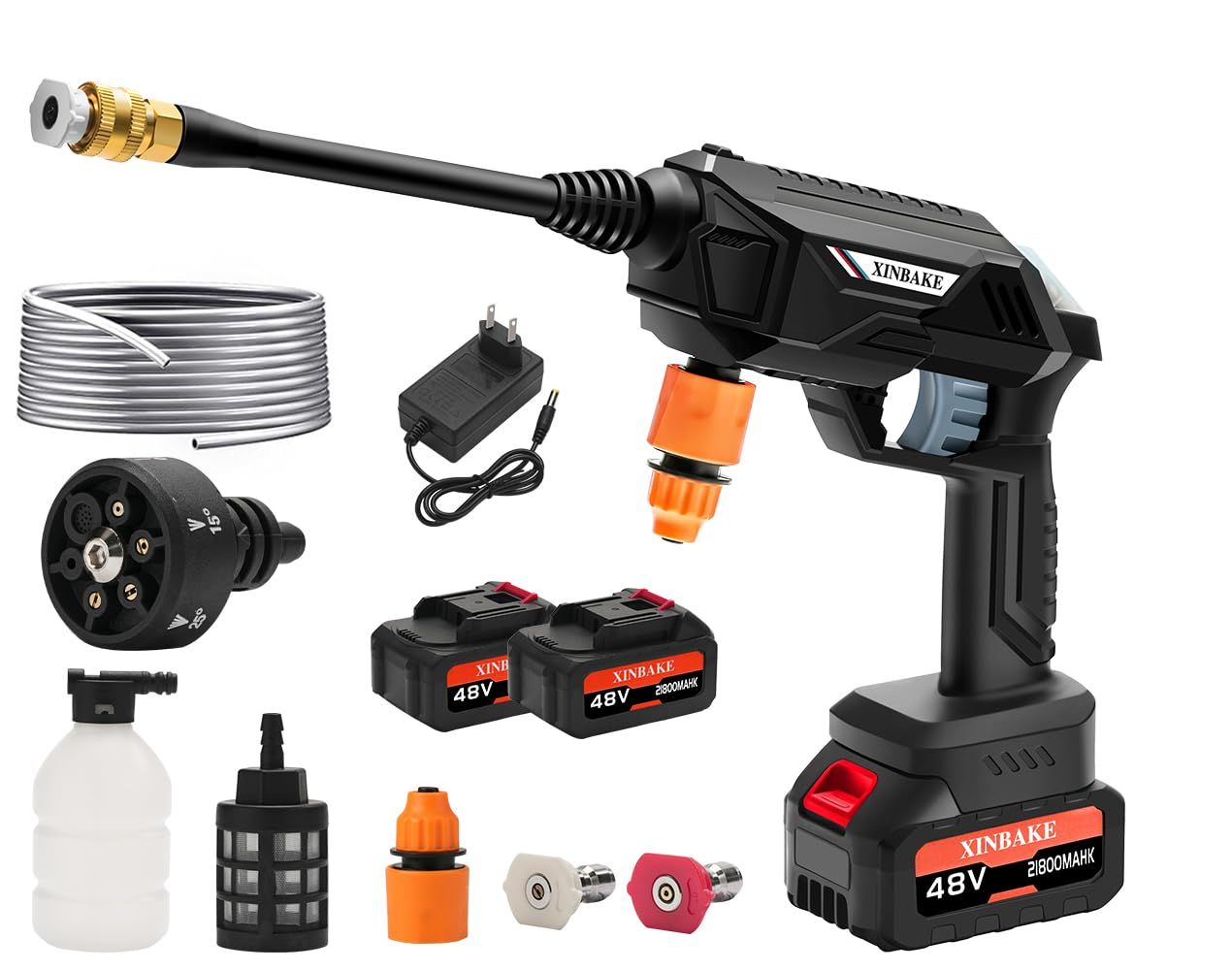 高圧洗浄機 コードレス 充電式 バッテリー付き 6in1ノズル 高圧洗浄機 コードレス高圧洗浄機 充電式コンパクト静音6in1ノズル高低圧ノズル 高圧 洗浄機 コードレス 充電式 バッテリー2個付き 6IN1ノズル 軽量 低騒音 洗車 コンパクト コードレス高圧洗浄機 家庭用 洗浄機 ...