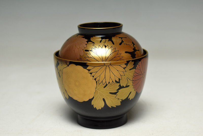 蔵A3677】輪島塗 蒔絵菊花文 吸物椀 汁椀 五客 共箱 - メルカリ