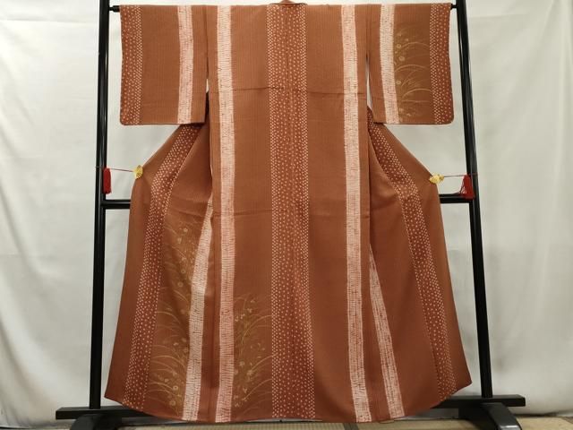 平和屋着物□訪問着 絞り 草花文 金彩 正絹 逸品 AAAX9275cs