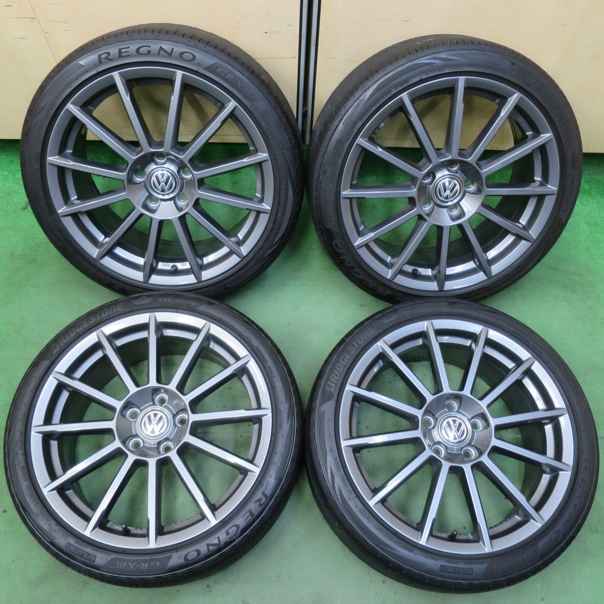 バリ溝 24年 キレイ 9.5分 ワーゲン ゴルフ7 純正 OP 225 40R18 ブリヂストン レグノ GR-X3 18インチ PCD112 5H 5101707イノ