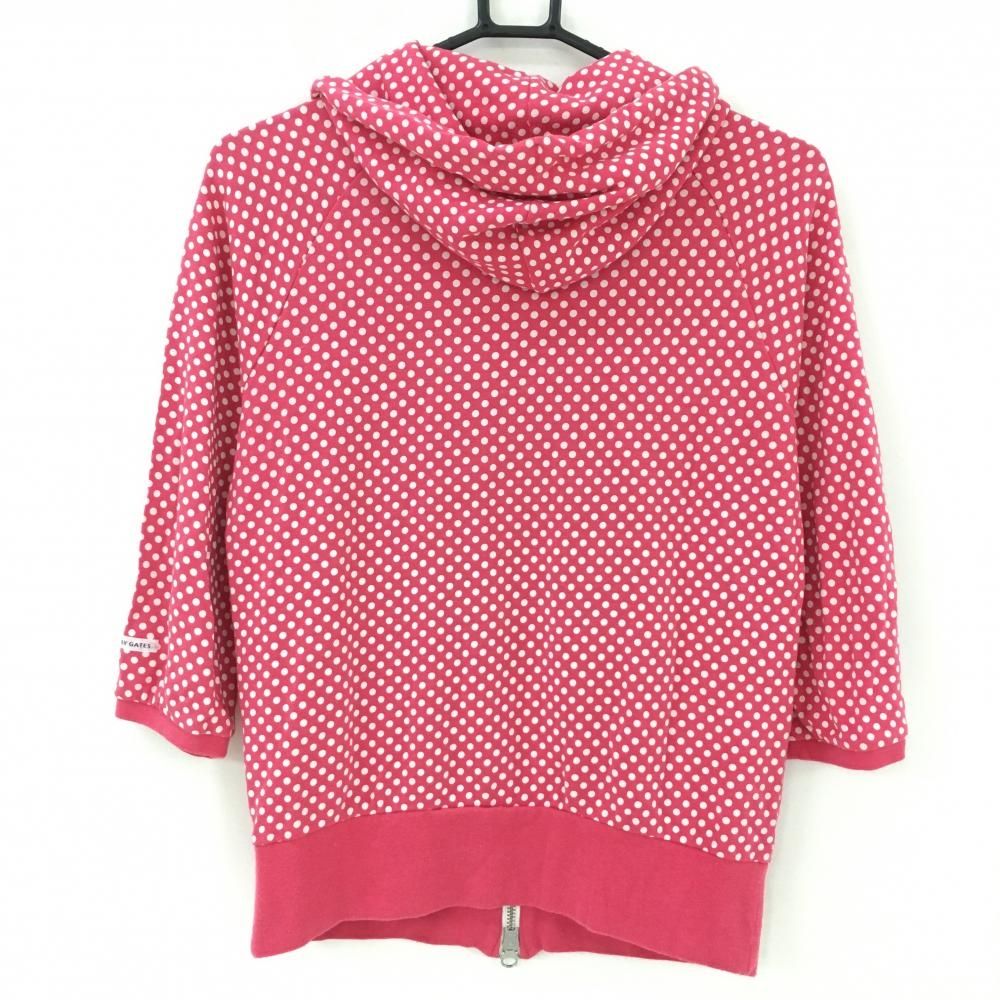 新品】パーリーゲイツ ジップパーカー 白×ピンク 千鳥柄 後ろ裾ロゴ  