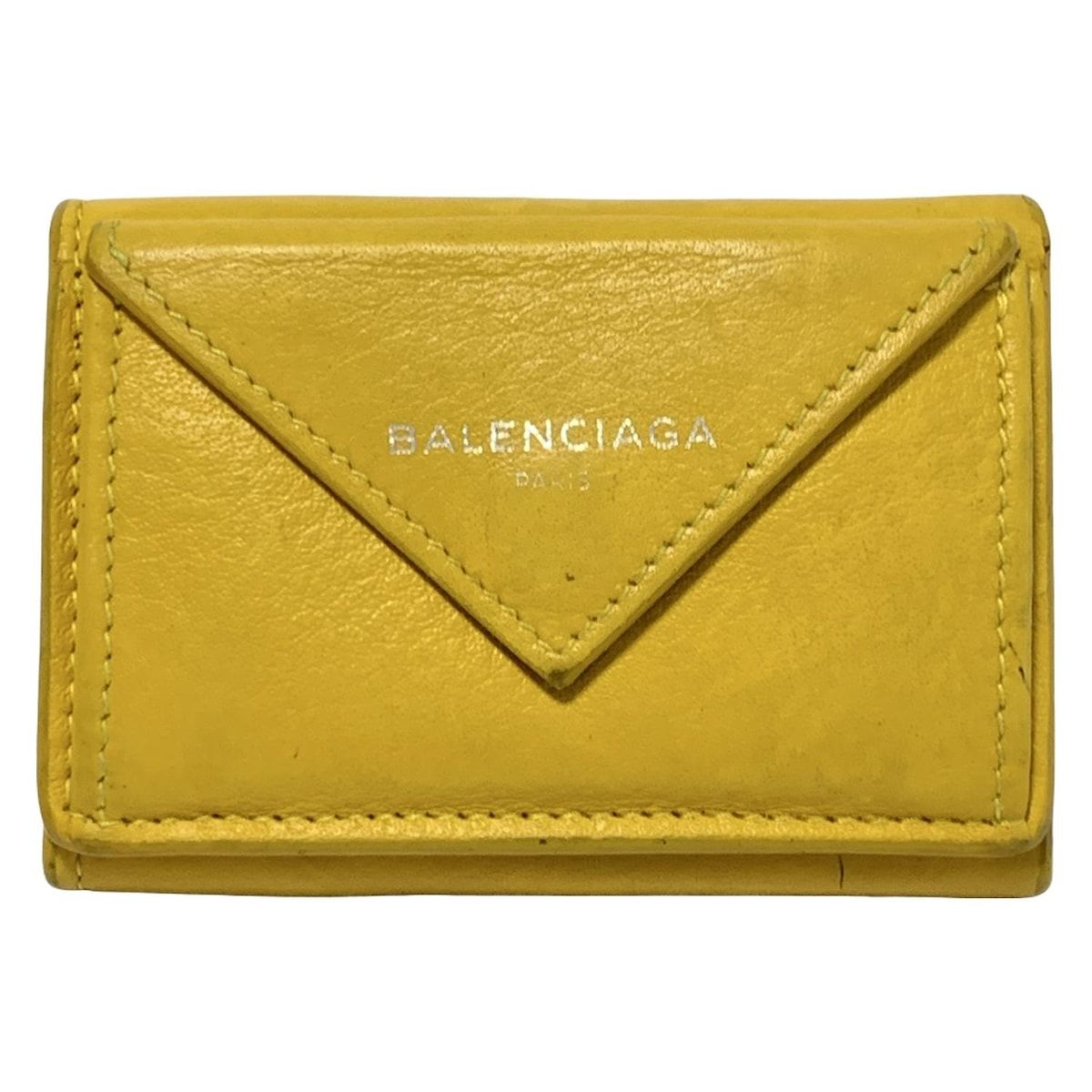 【極美品】 バレンシアガ ペーパーミニウォレット 折り財布 財布 花 イエロー BALENCIAGA(バレンシアガ) 3つ折り財布 ペーパーミニウォレット 391446