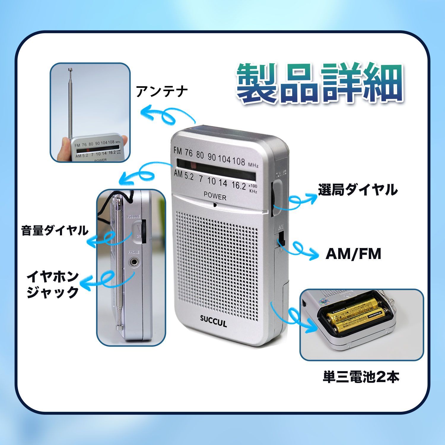 【送料無料】ポケットラジオ FM AM ワイドFM対応 単3電池 ミニーラジオ 小型ラジオ 携帯ラジオ 通勤ラジオ 高感度 ポータブル 防災ラジオ スピーカー付