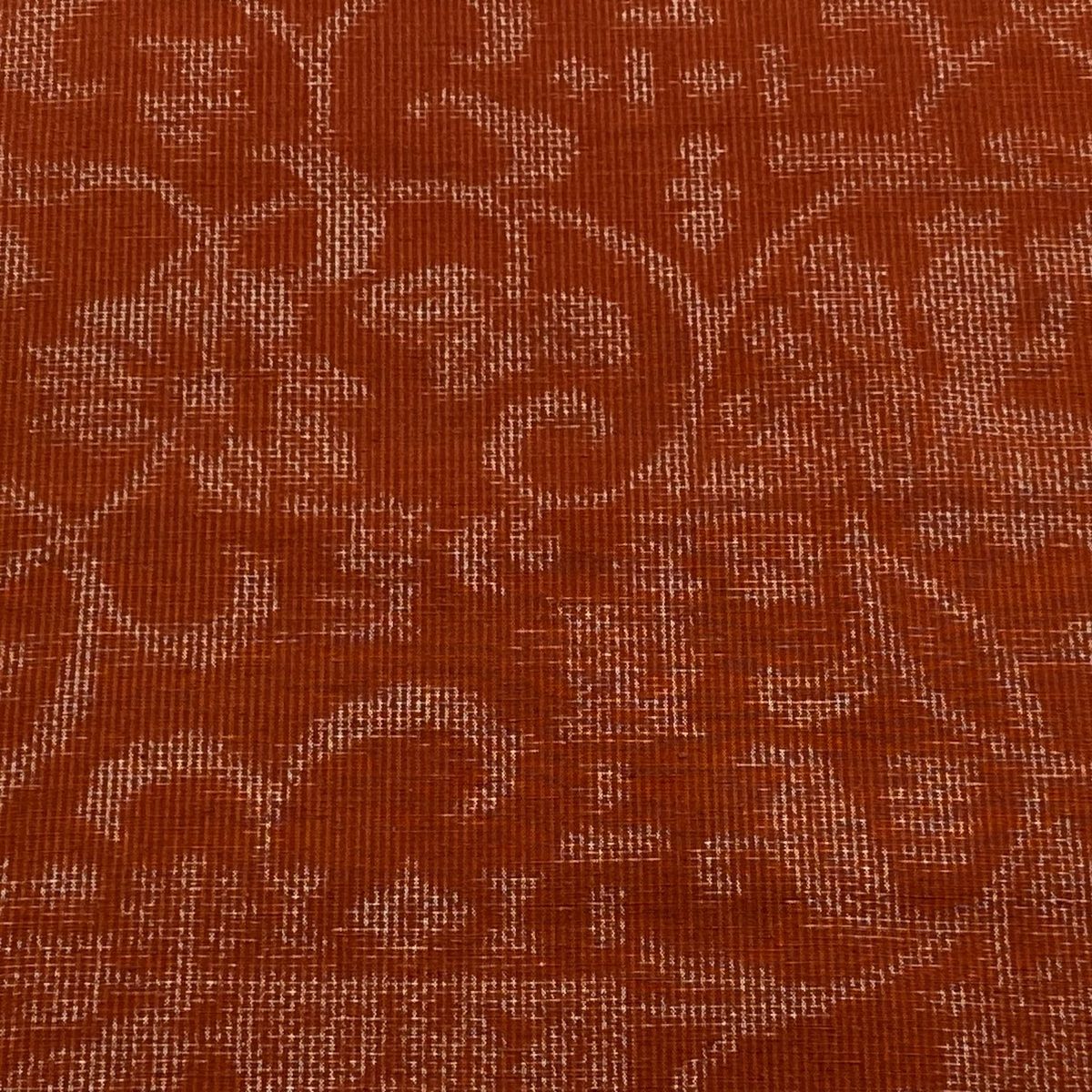 反物 秀品 紬 証紙あり 花唐草 赤茶 正絹