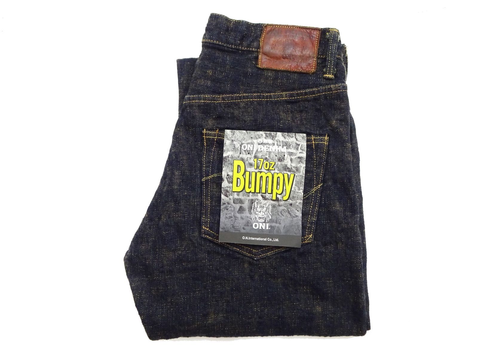 鬼デニム ジーンズ ONI277-BUMPY 黄土色製品染め 17oz. バンピーデニム